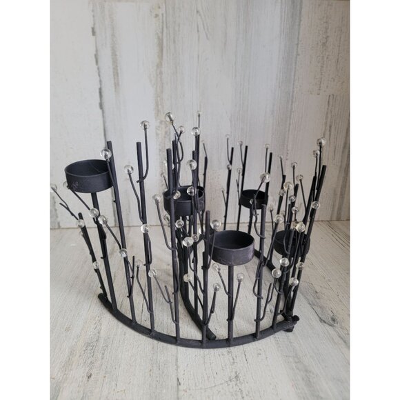 Metal unique black branch tree line tealight candle holder - Picture 6 of 6